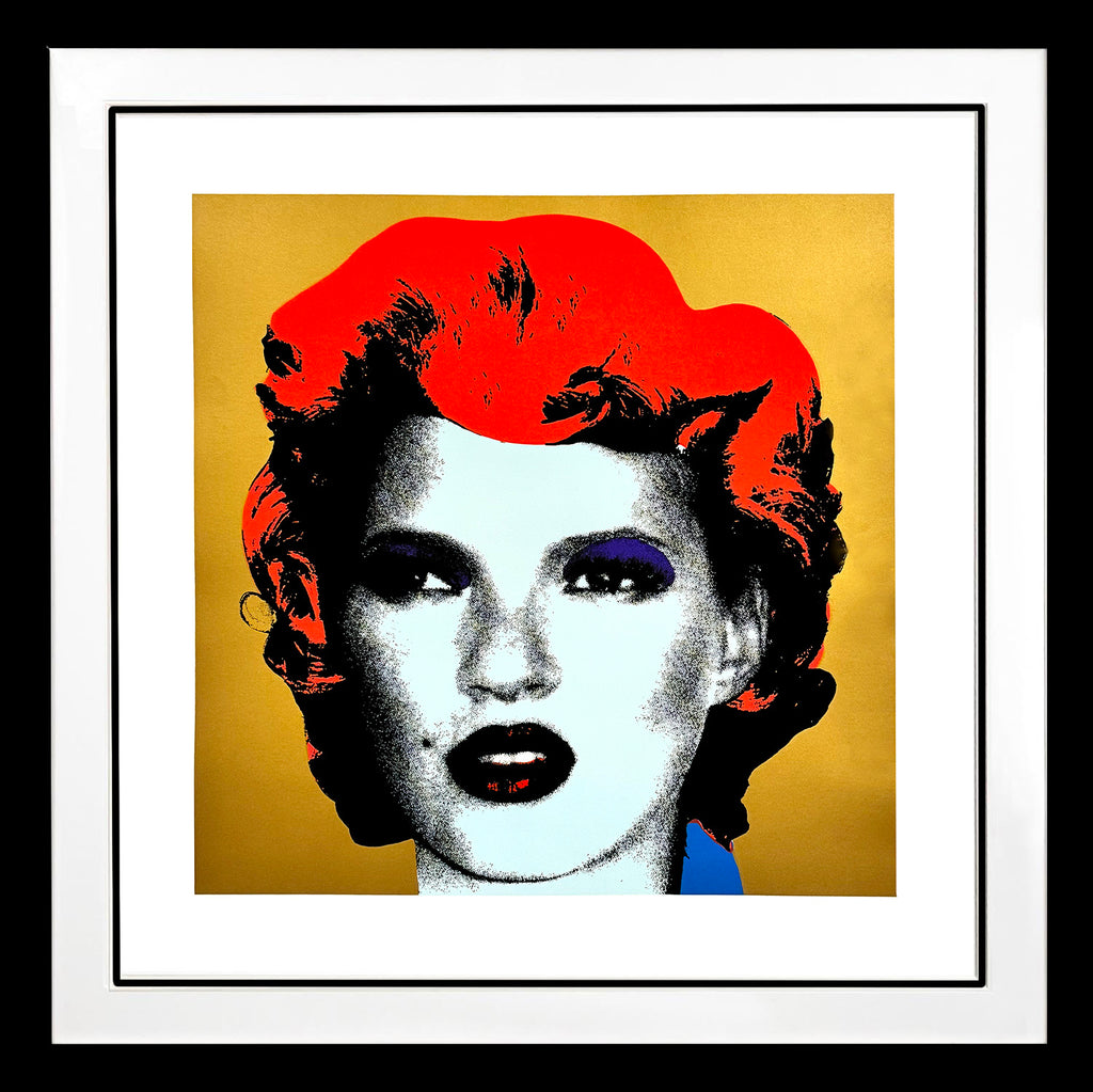 BANKSY 'Kate Moss' (2006) Custom Framed REPRODUCTION Screen Print (apr./gold) - Signari Gallery