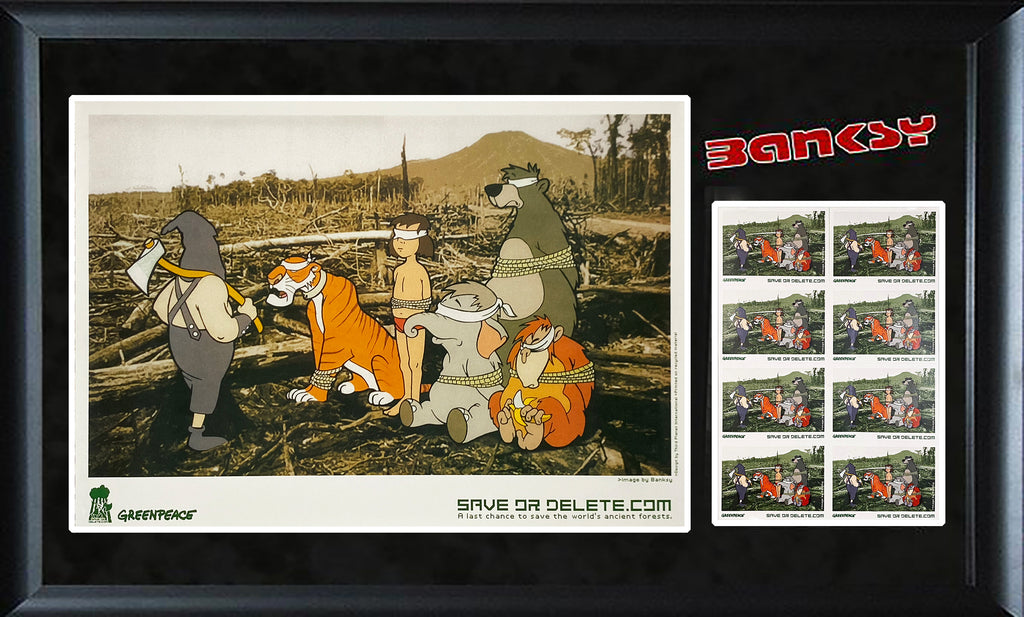 BANKSY 'Save or Delete' (2002) Framed Greenpeace Litho + Decal SET - Signari Gallery