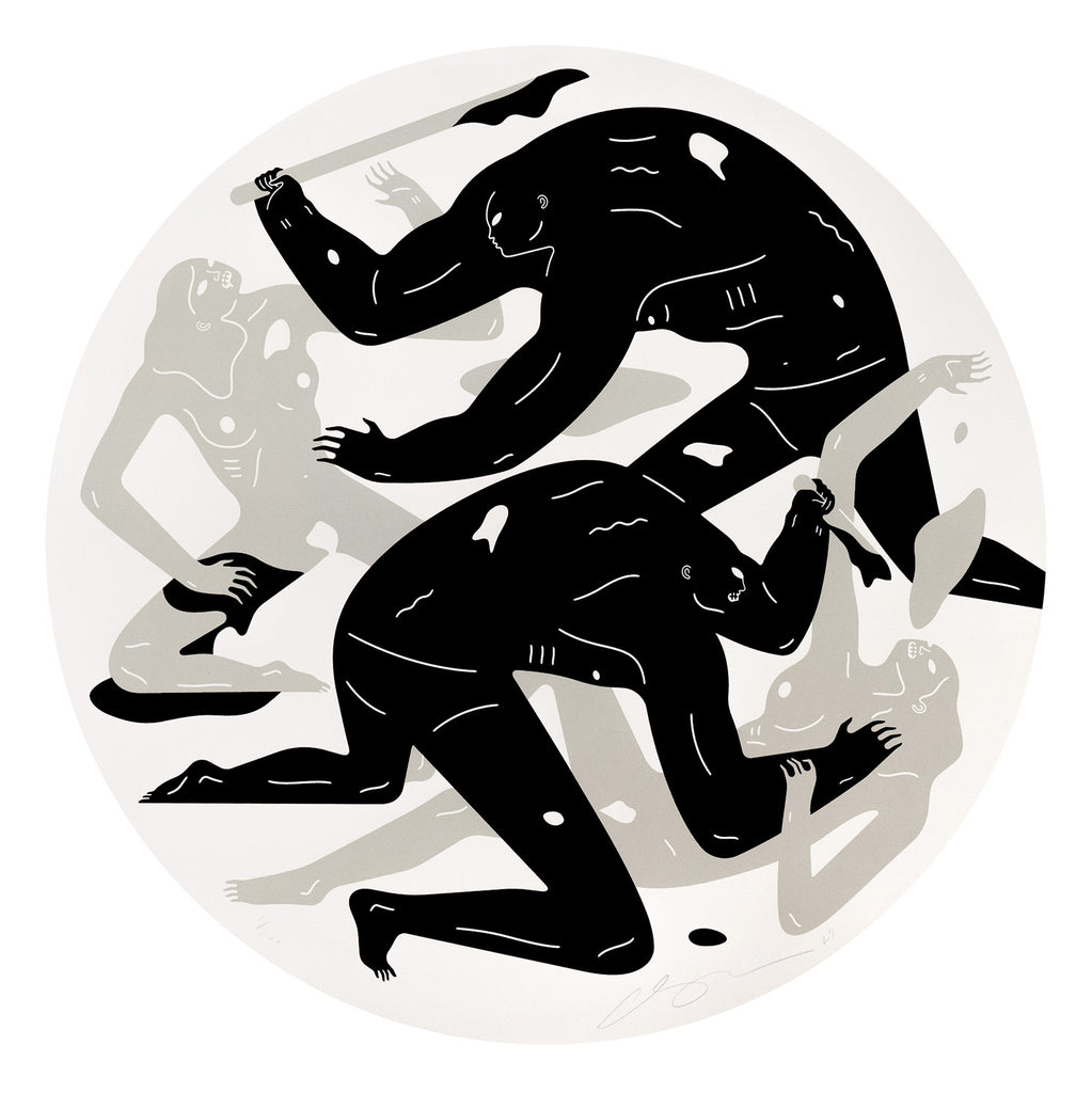 CLEON PETERSON 'Revolution is a Mother Who Eats its Children' (2024) Tondo Screen Print (white) - Signari Gallery