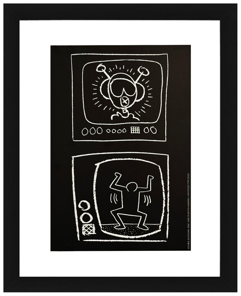 ERIC ORR x KEITH HARING 'Untitled TVs' (2023) Original Framed Show Card - Signari Gallery