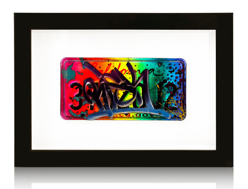 RISK 'Holiday Vault' (2023) Float-Framed Hand-Painted License Plate - Signari Gallery 