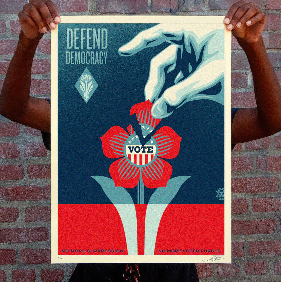 SHEPARD FAIREY 'Defend Democracy' (2023) Screen Print | Signari Gallery