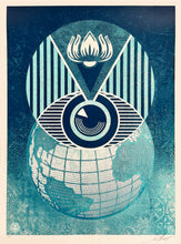 Load image into Gallery viewer, SHEPARD FAIREY 'Flint Eye Alert Globe' (2017) Screen Print (#PP) - Signari Gallery