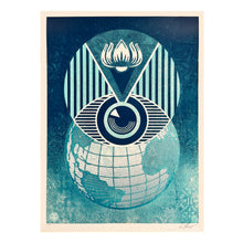Load image into Gallery viewer, SHEPARD FAIREY 'Flint Eye Alert Globe' (2017) Screen Print (#PP) - Signari Gallery