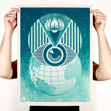 Load image into Gallery viewer, SHEPARD FAIREY 'Flint Eye Alert Globe' (2017) Screen Print (#PP) - Signari Gallery