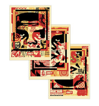 Load image into Gallery viewer, SHEPARD FAIREY 'Obey 3-Face Collage' Lithograph SET - Signari Gallery
