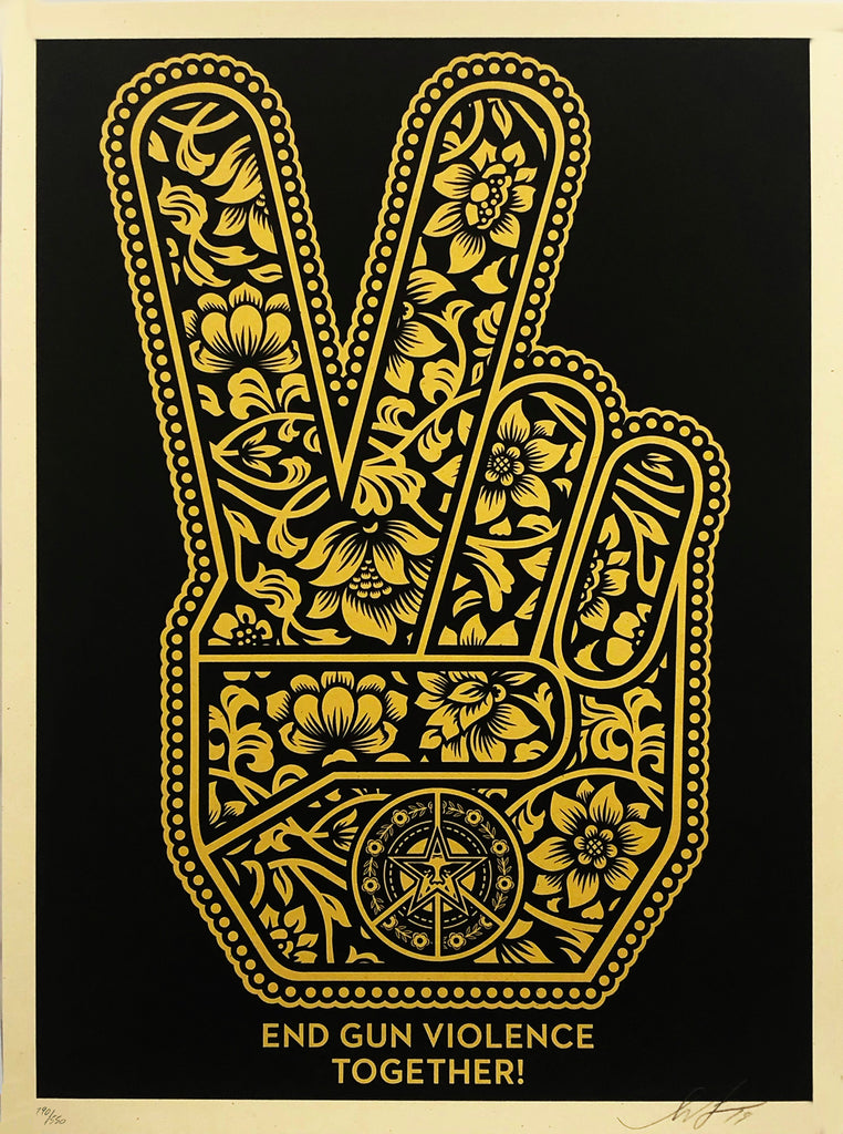 SHEPARD FAIREY 'Peace Fingers (Gun Violence)' (2019) Screen Print - Signari Gallery