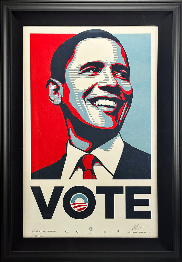 SHEPARD FAIREY 'VOTE (Obama 2008)' HAND-SIGNED/Framed Archival Pigment Print - Signari Gallery