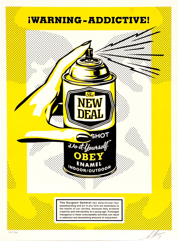 SHEPARD FAIREY 'Warning: Addictive' (2019) Rare 1st Edition Screen Print - Signari Gallery