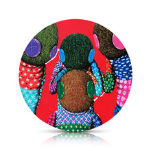 Load image into Gallery viewer, KENCUT 'Family Portrait' (2023) Hand-Embellished Tondo Screen Print (red) - Signari Gallery