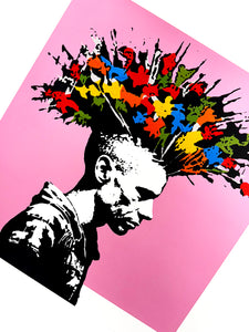 TABBY 'Flower Punk' (2024) Unique Background Giclée + Screen Print - Signari Gallery 