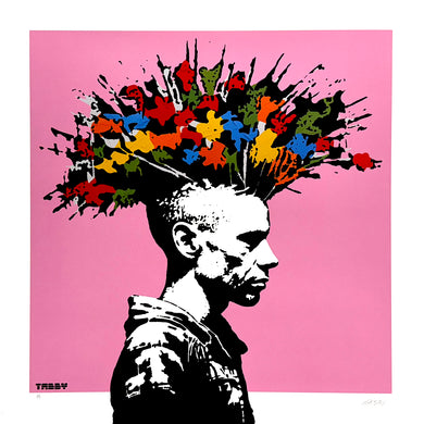 TABBY 'Flower Punk' (2024) Unique Background Giclée + Screen Print - Signari Gallery 