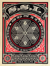 Load image into Gallery viewer, SHEPARD FAIREY 'SSI: Mea Culpa' (black/red) Screen Print