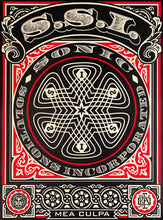 Load image into Gallery viewer, SHEPARD FAIREY 'SSI: Mea Culpa' (black/red) Screen Print