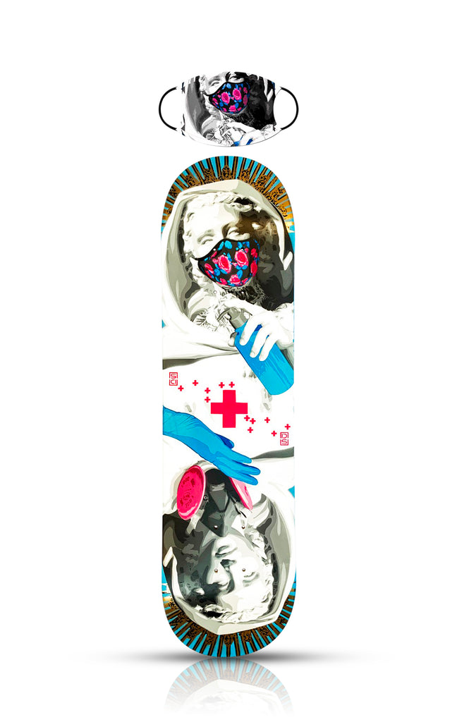 DS x Signari Gallery 'Heal Mary' (blue) Skateboard Deck + Mask