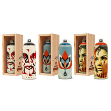 Load image into Gallery viewer, SHEPARD FAIREY x MTN Colors 'Cut it Up', Lotus Blue' + 'Target' (2019) Set of 3 Spray Cans