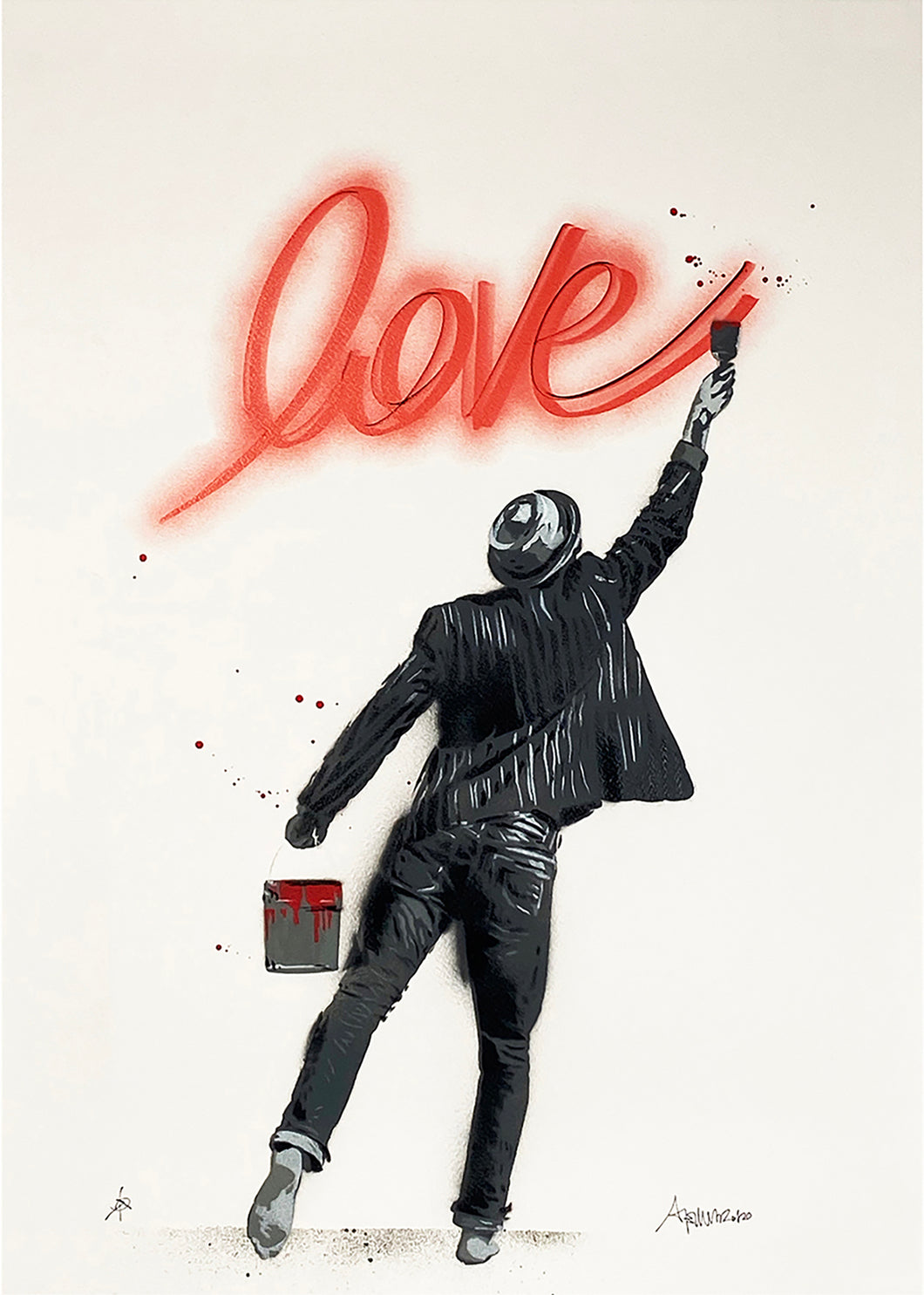 ALESSIO B 'Paint Love' (2020) Hand-Finished Screen Print (white) - Signari Gallery 
