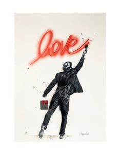 ALESSIO B 'Paint Love' (white) Hand-Finished Screen Print - Signari Gallery 