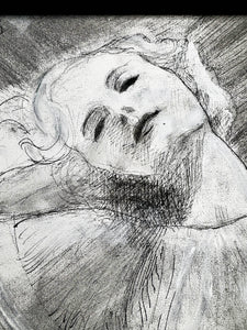 ALFRED G. HUBER 'Woman Reclining with Sheet Music' Custom Framed Original Graphite on Canvas - Signari Gallery 