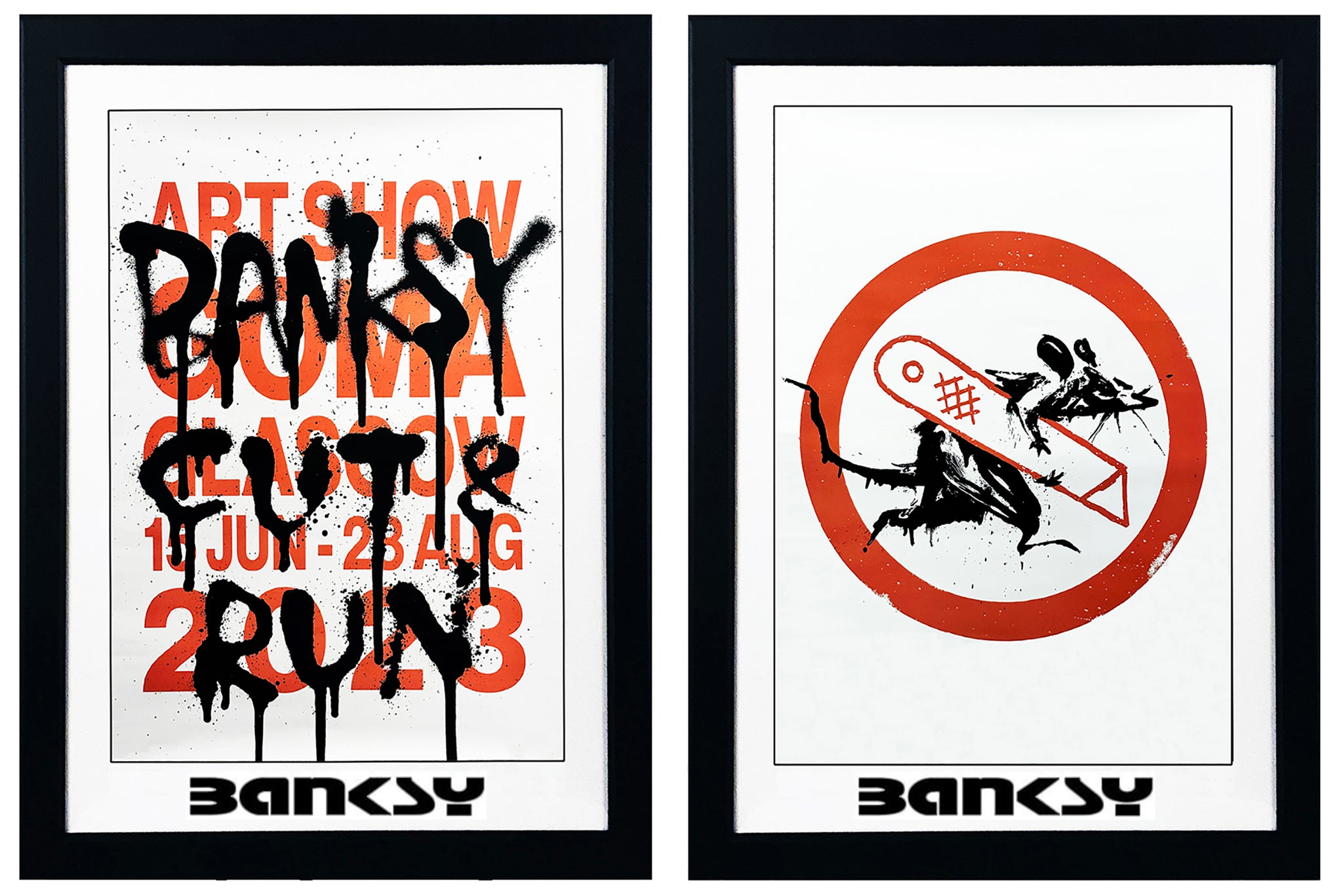 BANKSY x GoMA 'Cut and Run' (2023) Custom Framed Show Poster SET