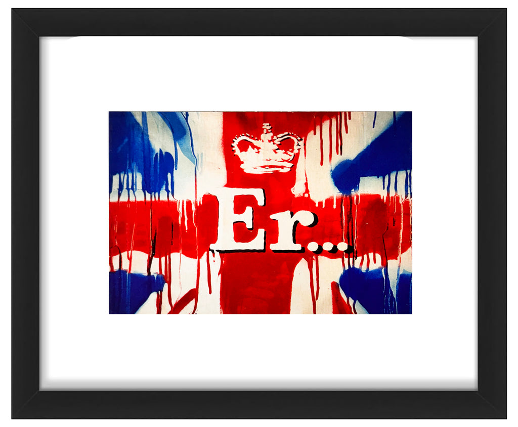 BANKSY 'Er...' (2004) Rare Original Framed Union Jack Postcard