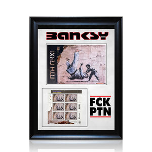 BANKSY 'FCK PTN' (2023) Custom Framed Official Ukraine Stamps Set (AP) - Signari Gallery 