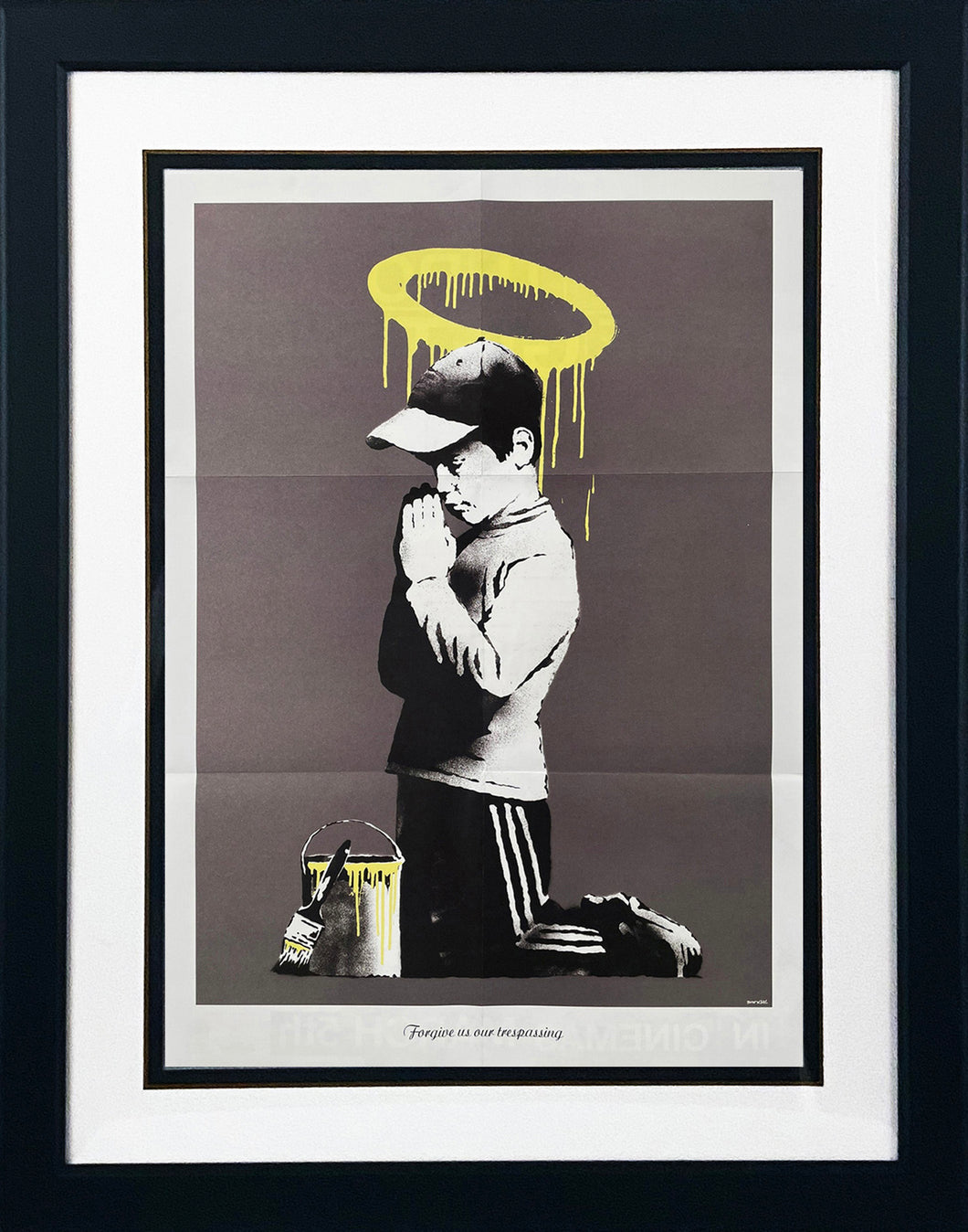 BANKSY 'Forgive Us Our Trespassing' (2010) RARE Custom Framed Lithograph Poster