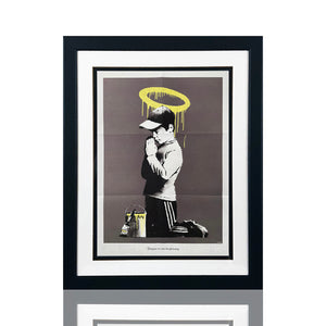 BANKSY 'Forgive Us Our Trespassing' (2010) RARE Custom Framed Lithograph Poster