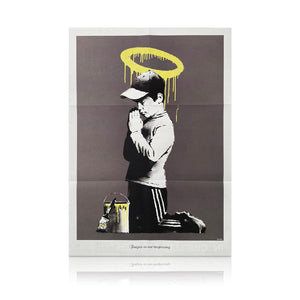 BANKSY 'Forgive Us Our Trespassing' (2010) RARE Custom Framed Lithograph Poster