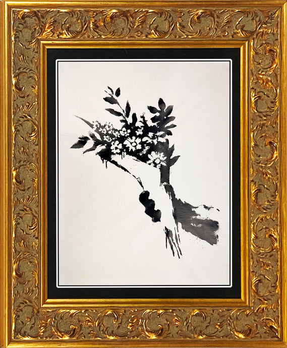 BANKSY 'GDP Flower Thrower' (2018) Custom Framed Rare Screen Print