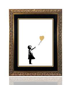 BANKSY 'Girl with Balloon' (2021) Custom Framed Replica Screen Print (gold)