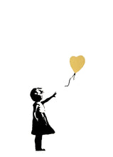 Load image into Gallery viewer, BANKSY &#39;Girl with Balloon&#39; (2021) Custom Framed Replica Screen Print (gold)