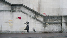 Load image into Gallery viewer, BANKSY &#39;Girl with Balloon&#39; (2021) Custom Framed Replica Screen Print (gold)