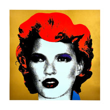 Load image into Gallery viewer, BANKSY &#39;Kate Moss&#39; (2006) Custom Framed REPRODUCTION Screen Print (apr./gold)