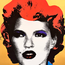 Load image into Gallery viewer, BANKSY &#39;Kate Moss&#39; (2006) Custom Framed REPRODUCTION Screen Print (apr./gold)