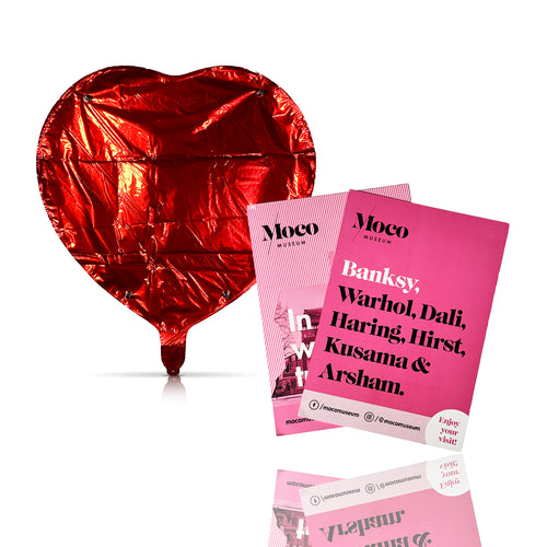 BANKSY x MOCO 'Laugh Now' (2020) Exhibit Pamphlet Set +  Mylar Heart Balloon