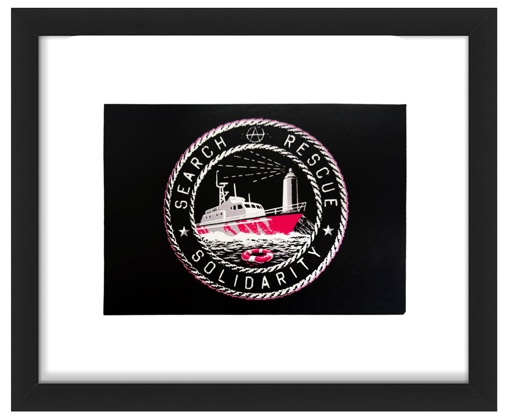 BANKSY 'M.V. Louise Michel Lifeboat' (2023) Framed Authentic Postcard