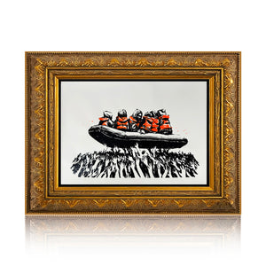 BANKSY 'Migrant Boat' (2025) Rare Custom Framed Screen Print