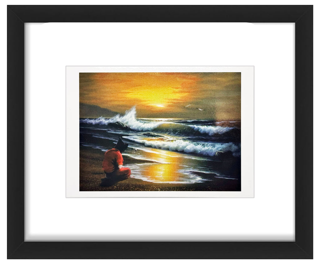 BANKSY 'Modified Oil Painting #21' (2005) Framed Original "Crude Oils" Postcard