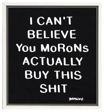 BANKSY 'Morons' (2019) Original Custom Framed Canvas Tote