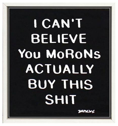 BANKSY 'Morons' (2019) Original Custom Framed Canvas Tote