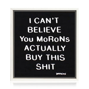 BANKSY 'Morons' (2019) Original Custom Framed Canvas Tote