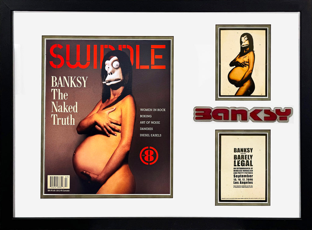 BANKSY 'The Naked Truth/Barely Legal' (2006) Custom Framed Magazine + Show Card