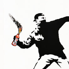 Load image into Gallery viewer, BANKSY &#39;Tesco Bottle Thrower&#39; (2015) Framed MOCK &quot;Dismaland&quot; Spray/Stencil on Canvas