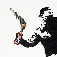 Load image into Gallery viewer, BANKSY &#39;Tesco Bottle Thrower&#39; (2015) Framed MOCK &quot;Dismaland&quot; Spray/Stencil on Canvas