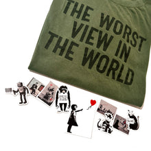 Load image into Gallery viewer, BANKSY &#39;The Worst View in the World&#39; (2020) Screen Print Original &quot;Walled Off Hotel&quot; T-shirt (XL)