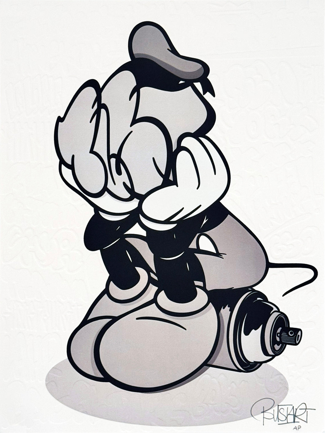 BUSTART 'Mr. Pop' (2024) Embossed AP Screen Print (mono) - Signari Gallery 