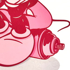 BUSTART 'Mr. Pop' (2024) Embossed AP Screen Print (pink) - Signari Gallery 