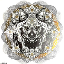 Load image into Gallery viewer, CHRIS SAUNDERS &#39;White Wolf Mandala&#39; (2014) RARE Screen Print - Signari Gallery 