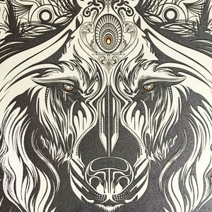 CHRIS SAUNDERS 'White Wolf Mandala' (2014) RARE Screen Print